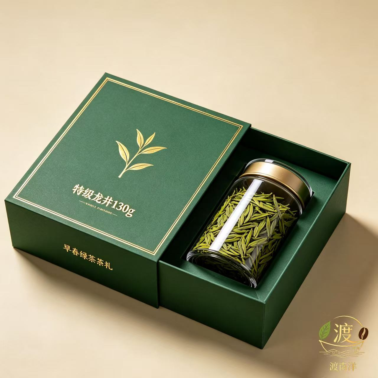 渡南洋 龙井茶 早春绿茶茶礼 特级龙井130g礼盒装